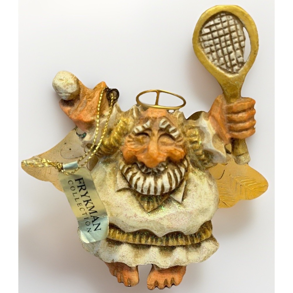 David Frykman Ornament Angel Tennis Christmas Gift Regency Decor Vintage 1997
